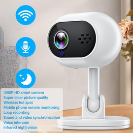 VBESTLIFE Home Security Camera, HD 1080P 2.4Ghz WiFi Security Camera, Wide Angle Night Vision, 360° Adjustable Stand, Motion Detection Alarm Push, for Indoor Security (White)