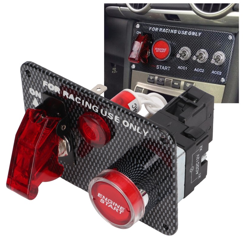 Ignition Switch Panel Kit 12V 40A Carbon Fiber Racing Style