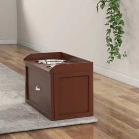 PawHut Dog Feeding Station with Storage Drawer, Dog Food Storage Cabinet with 2 Removable Elevated Dog BowlsColor: Brown