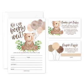 Hadley Designs Teddy Bear Neutral Baby Shower Invitation