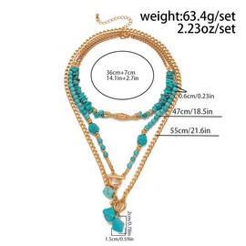 Boho Western Necklaces for Women,Turquoise Beaded Layered Necklaces Vintage Cow Cactus Pendant Choker Necklace Set,Cowgirl Jewelry Accessories Gifts (B1)