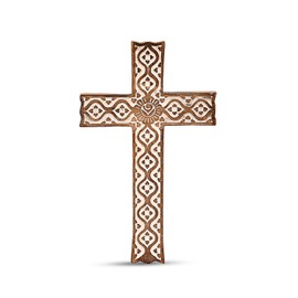 Kimona Cross Mango Wood Decorative Spiritual Art Sculpture Finish Religious Carvings Living Room Home Décor (10" X 6" X 0.75")