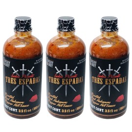 Tres Espadas | Habanero Hot Sauce | Red Habanero | Mexican Gourmet Recipe | 3 Hot Sauce Bottles 3.5 FL OZ Each