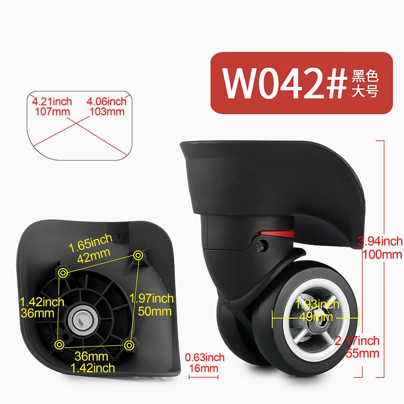BQLZR Black Suitcase Wheels Replacement Left & Right Plastic Swivel