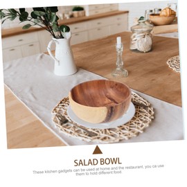 Alipis Rice Bowl Acacia Wood Salad Bowl Boys and Girls' Tableware Smooth Surface Safe Material