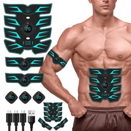 Innocareer Abs Stimulator, EMS Muscle Stimulator Fitness Equipment for Abdomen Arms Shoulder Back Leg Hip, Ab Stimulator for Women & Men