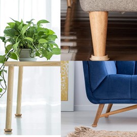 Felt Floor Cups/Castors - Protect Your Wood Laminate, Wooden, Tile & Lino Floors from Scratches (4 x Dark Wood Small 44 mm)