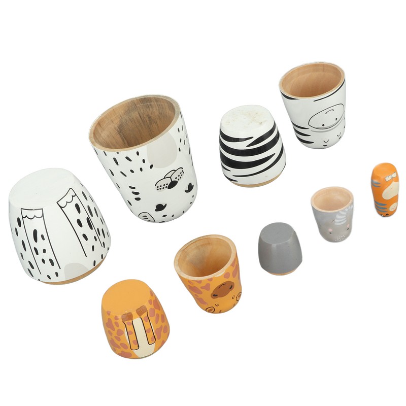 5Pcs Russian Nesting Dolls Hand Made Exquisite Wooden Animal Nesting