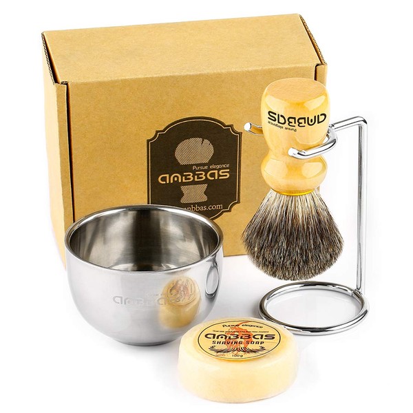 Anbbas Shaving Brush Set, Shaving Bowl and Soap with Stand Holder for Men Traditional Wet Close Shave