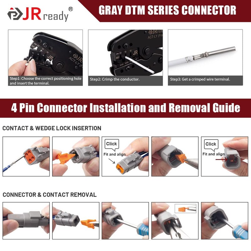 JRready ST6329-401 Deutsch DTM Connector 4 Pin 8 Sets Waterproof