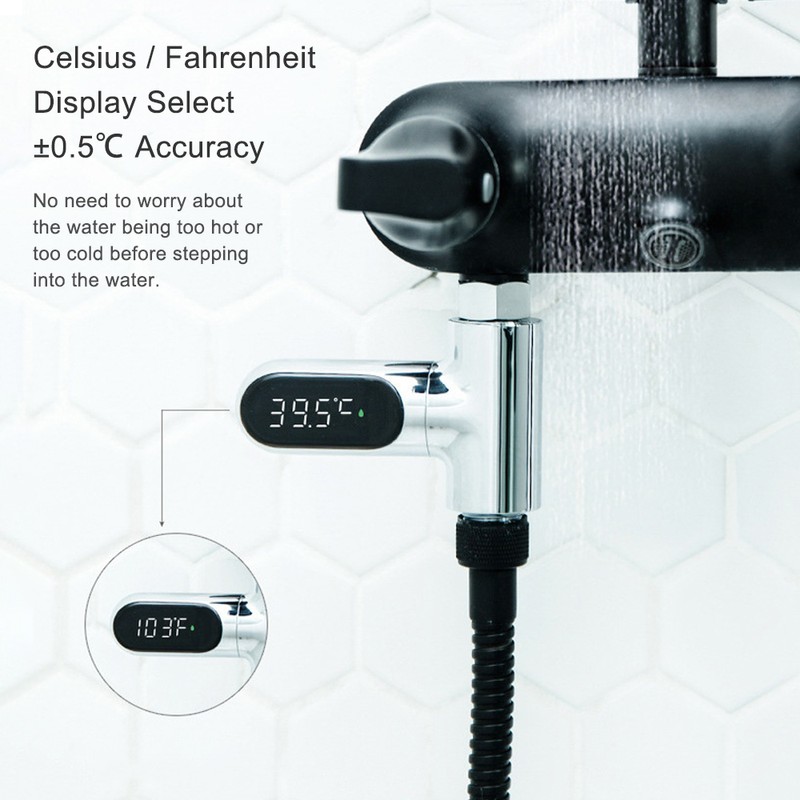 LED Display Water Meter Digital Shower Thermometer Bath Temperature Monitor