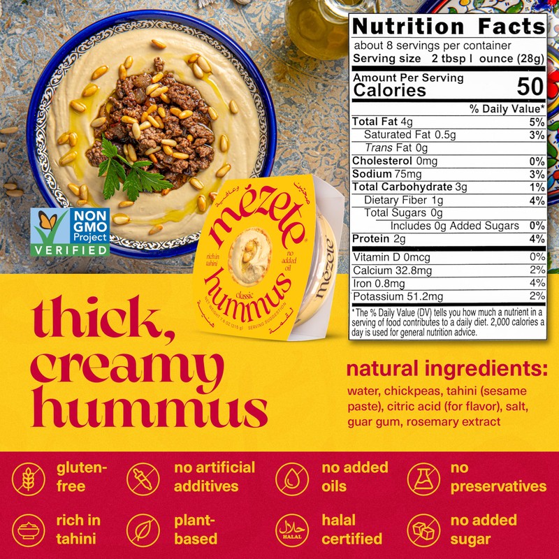 Mezete Classic Hummus Dip | Preservative-Free | All-Natural | On