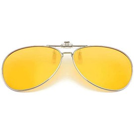 Clip-On Sunglasses Polarised Day Night Vision Clip-on Flip Up Lens Sunglasses UV400 Anti-Glare Sunglasses Clip for Women Men Driving Travel Outdoor, yellow