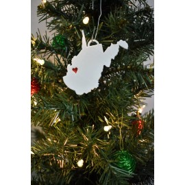 WEST VIRGINIA STATE OUTLINE CHARLESTON RED HEART HOLIDAY ORNAMENT USA PR244-WV