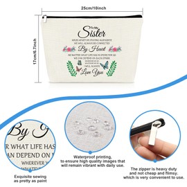 Sister Birthday Gifts Makeup Bags Sister Gifts from Sisters Friendship Cosmetic Bag Long Distance Gift for Sisters Graduation Christmas Wedding Mothers Day Gift Zipper Travel Toiletry Pouch