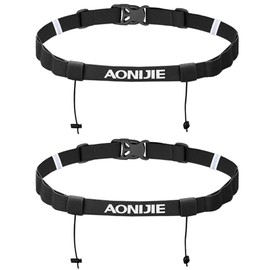 TRIWONDER Race Cinturón para Número Porta Dorsal para Running Triatlon Maratones Unisex (Negro - 2 Pcs)