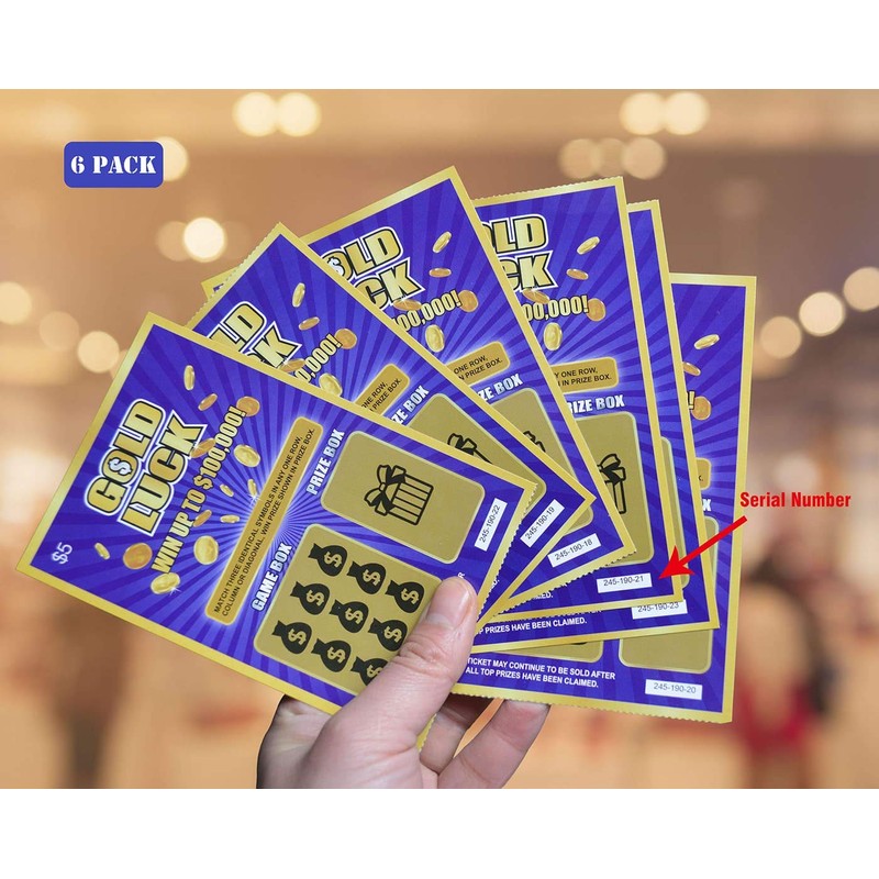WINGKIND Gold Luck - Boletos falsos de lotería para rascar,