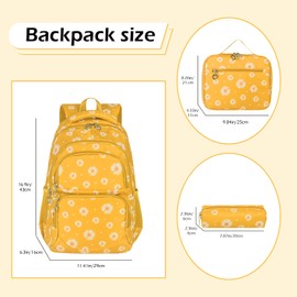 SIVENKE School Backpack Girls Teenagers Women's School Bag Backpack Set School Bag for Girls School Leisure with Lunch Bag and Pencil Case, yellow, Kids Backpack