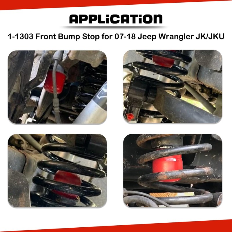 1-1303 Front Bump Stops for 07-18 Jeep Wrangler JK/JKU (2Pcs)