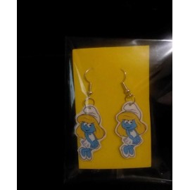 Custom Handmade Laminate Cartoon Classic The Retro Blue Elf 1 Pair Of Earrings