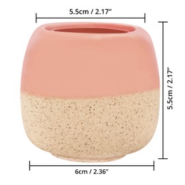BELLE VOUS Mini Ceramic Flower Pot (Pack of 6) - L 6 x H 5.5 cm Small Flower Pots Cacti Pot with Drain Hole for Home, Office, Indoor, Outdoor, Garden - Decorative Succulent Pot & Cactus Pot Planter