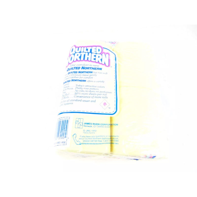 Vintage 1992 Quilted Northern Pastels Yellow Bathroom Tissue 4 Roll