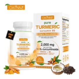 Gwynne Turmeric Cúrcuma 2000mg Con Extracto De Raíz De Cúrcuma Estandarizada Al 95% Y Pimienta Negra Al - Suplemento Alimenticio,Antioxidantes 90 Cáps