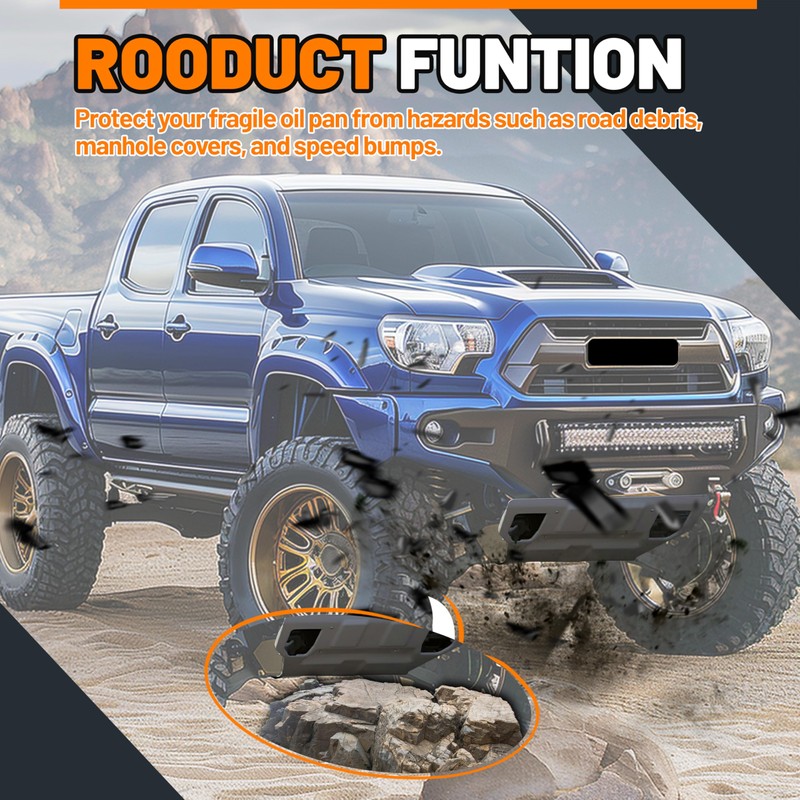 ECOTRIC Front Skid Plate Compatible with 2005-2015 Toyota Tacoma 2.7L