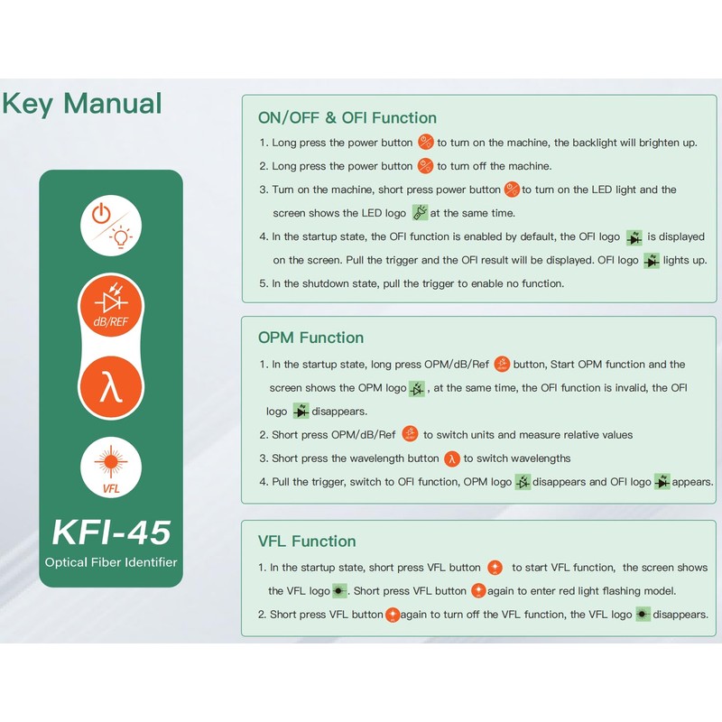 Optical Fiber Identifier Komshine KFI-45 Suit for 0.25/0.9/2.0/3.0mm Fibers, Testing