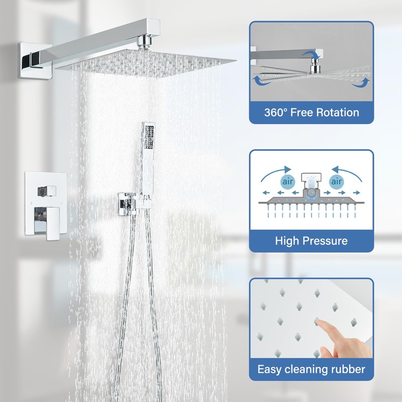 Ackwave Shower Faucet Polished Chrome Shower System with 8 Inches