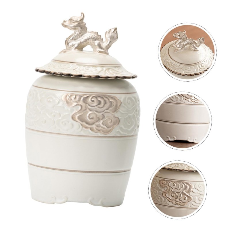 KICHOUSE Matcha Container Tea Bag Storage Ceramic Tea Canister for