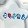 [Premium handmade embossed nails] Fish and octopus - Long Oval