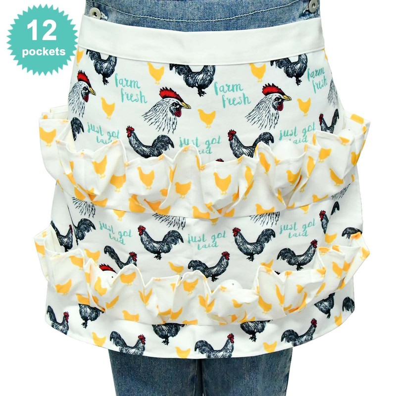 Dokeno Egg Apron Collecting with 12 Deep Pockets, Farm Egg