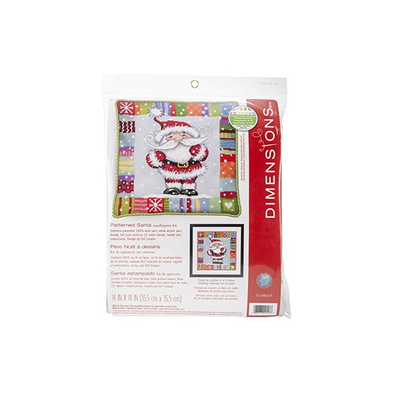 Dimensions Needlepoint Kit, Patterned Santa Claus Christmas Needlepoint, 14'' x