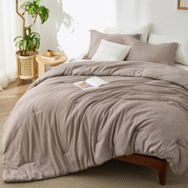 Bedsure Queen Comforter Set - Khaki Soft Bedding for All Seasons, Cationic Dyed Bed Set, 3 Pieces, 1 Queen Size Comforter (90"x90") and 2 Pillow Shams (20"x26"+2")
