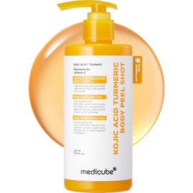 medicube Body Peel Shot with Kojic Acid and Turmeric | Gentle Body Brightening & Exfoliating Serum with BHA, LHA & PHA for Dead Skin Cells, Uneven Looking Skin & Excess Sebum | 9.46 fl.oz