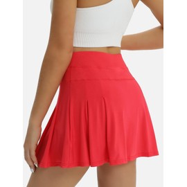 fuinloth Skorts for Women Tennis Skirt with Shorts Ladies Skort Activewear Skirts Pockets Golf Red XXL