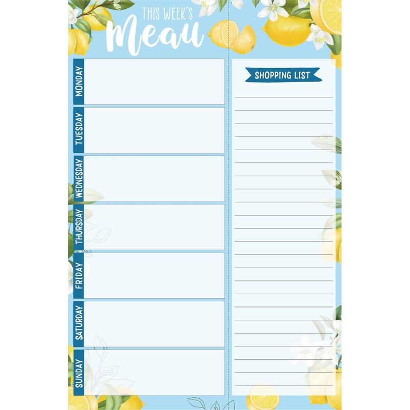 Lemons Weekly Magnetic Meal Planning Pad for Fridge with Tear-Off