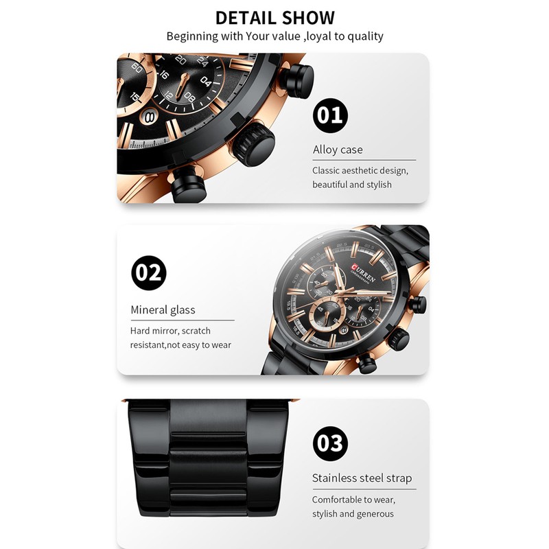 CURREN 8355 Luxury Classic Business Quartz Men Watch 3ATM Waterproof