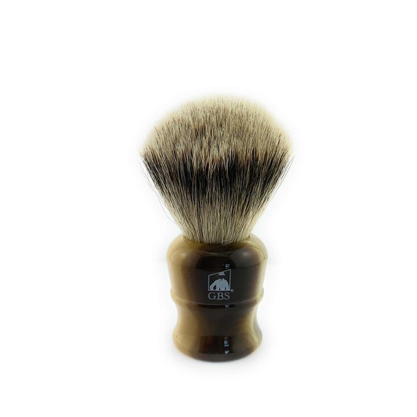 G.B.S Large Silvertip Badger Shaving Brush with Faux Horn, Horn Handle Creates Lather & Soft Bristles for Wet Shavers