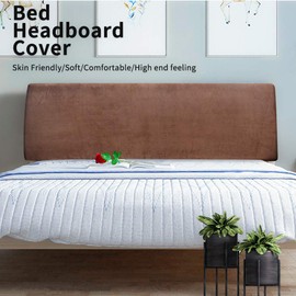 DUJUIKE Headboard Cover for King Bed, Stretch Bed Headboard Slipcover, Dustproof Protector Cover for Linen Upholstered Headboard, Velvet Fabric (Brown)