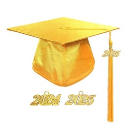 MyGradDay Kindergarten Shiny Graduation Cap with 2024+2025 Tassel Preschool Kids for Unisex Adjustable Elastic Gold