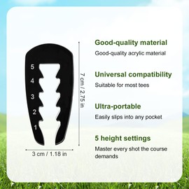 Lyreh Golf Tee Height Adjuster & Tees Holder Set, 5 Settings Precision Adjustable Golf Tee Height Setup Tool for Consistent Swings, Training Accessories for Golfers