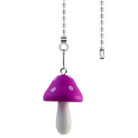 Hyamass Ceiling Fan Pull Chain Extender with Mushroom Ornament – 12Inch Adjustable Fan Chain Pulls & Ball Connector, Rustproof Zinc Alloy for Indoor/Outdoor Light Fixtures (Purple)