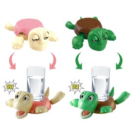 Juego de 2 divertidos posavasos con forma de tortuga con expresiones divertidas y ojos abiertos. Posavasos de plástico con forma de tortuga, resistentes al calor y al agua (rosa y verde oscuro).