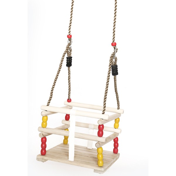 PLAYBERG Wooden Baby Swing with Hanging Ropes, for Babies and Toddlers