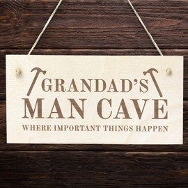 Red Ocean Grandads Man Cave Sign Hanging Wood Plaque Gift For Grandad Birthday Fathers Day Grandad Gift From Grandchildren