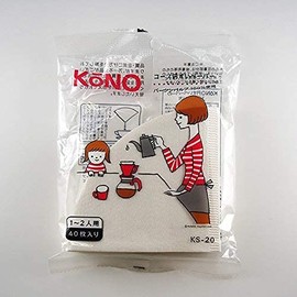 Coffee Siphon KONO 2-Person Paper Filter (40 Sheets), White KS-20