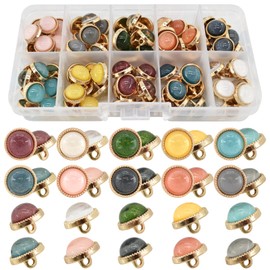 12mm 100Pcs Metal Shank Pearl Buttons, Assorted Stunning Resin Pearl Sewing Button Vintage Colored Clothes Buttons for Clothing, Bags and Craft Projects