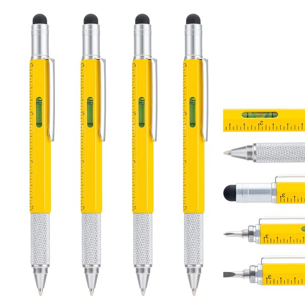 4 Pack Multitool Pen with Extra Refills Set, 6 in